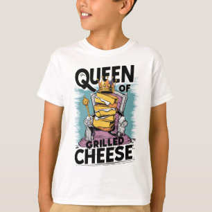 Koningin van de gegrilde kaas Grappig Voedsel Illu T-shirt