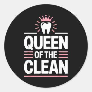 Koningin van de grappige tandhygiënist-humor ronde sticker