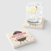 Koningin van de Gril, Paarse kroonrood Stenen Onderzetter (Zijkant)