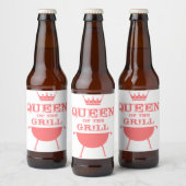 Koningin van de Gril, roze Bier Etiket (Flessen)