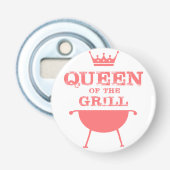Koningin van de Gril, roze Button Flesopener (Voorkant)