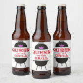 Koningin van de Gril, roze kroonrood Bier Etiket (Flessen)
