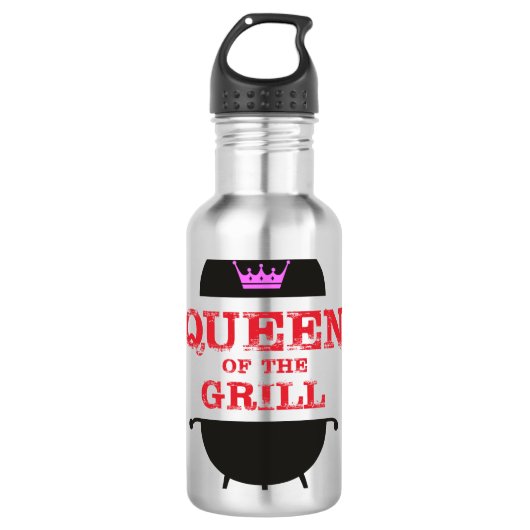 Koningin van de Gril, roze kroonrood Waterfles (Voorkant)