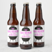 Koningin van de Gril, roze kroonroze Bier Etiket (Flessen)