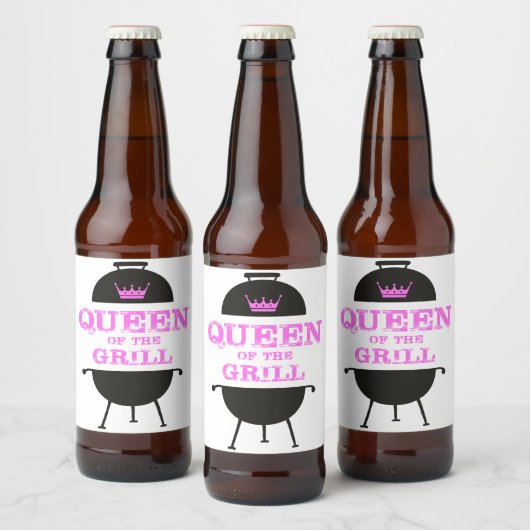 Koningin van de Gril, roze kroonroze Bier Etiket (Flessen)