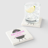 Koningin van de Gril, roze kroonroze Stenen Onderzetter (Zijkant)