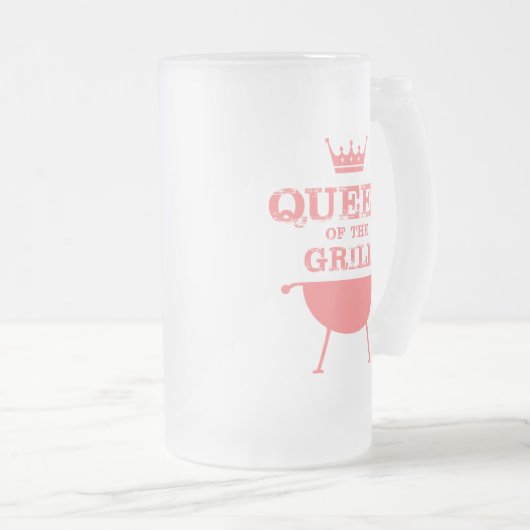 Koningin van de Gril, roze Matglas Bierpul (Voorkant rechts)
