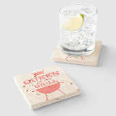 Koningin van de Gril, roze Stenen Onderzetter (Zijkant)