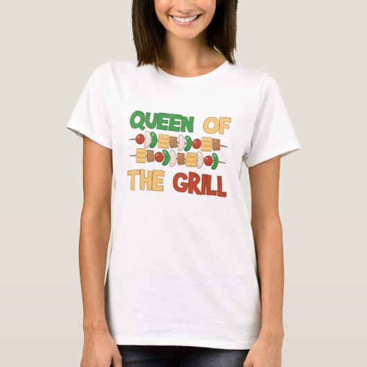 Koningin van de Grill BBQ Skewers T-shirt (Voorkant)