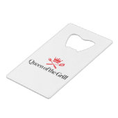 Koningin van de Grill Creditkaart Flessenopener (Voorkant Gekanteld)