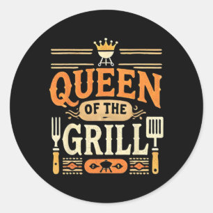 Koningin Van De Grill Gerookte Byrbecue Vlees Bbq Ronde Sticker