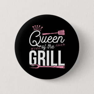 Koningin Van De Grill Gerookte Vlees Bbq Byrbecue Ronde Button 5,7 Cm