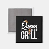 Koningin Van De Grill Grappig Roken Vlees Bbq Vrou Magneet (Voorkant / Achterkant)