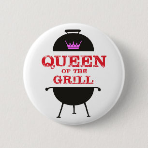 Koningin Van De Grill, Roze Kroon Rood Ronde Button 5,7 Cm