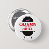 Koningin Van De Grill, Roze Kroon Rood Ronde Button 5,7 Cm (Voorkant /achterkant)