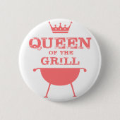 Koningin Van De Grill, Roze Ronde Button 5,7 Cm (Voorkant)