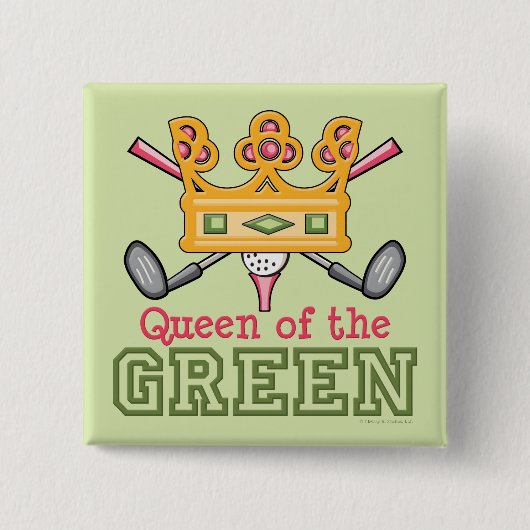 Koningin van de Groene Golfer-Button Vierkante Button 5,1 Cm (Voorkant)