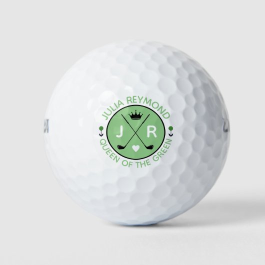 Koningin van de Groene monogram golfer salie Golfballen (Voorkant)