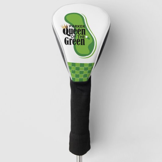 Koningin van de Groene Monogrammed Golfheadcover (Voorkant)