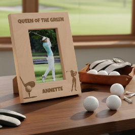 Koningin Van De Groene Vrouwelijke Golfer Gegraveerde Lijstjes