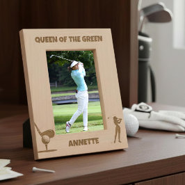 Koningin Van De Groene Vrouwelijke Golfer Gegraveerde Lijstjes