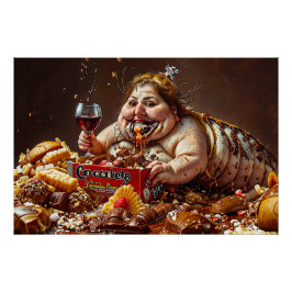 “Koningin van de Gulzige Decadentie” Kleurrijk Por Perfect Poster