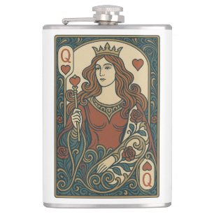 Koningin van de harten - Art Nouveau Rozenwerk Por Heupfles