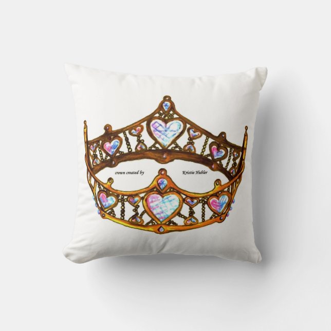 Koningin van de Harten Gold Crown Tiara white Kussen (Voorkant)