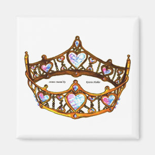 Koningin van de Harten Gold Crown Tiara white Magneet