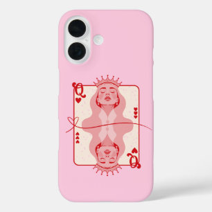 Koningin van de harten, rode en roze kunst iPhone 16 hoesje
