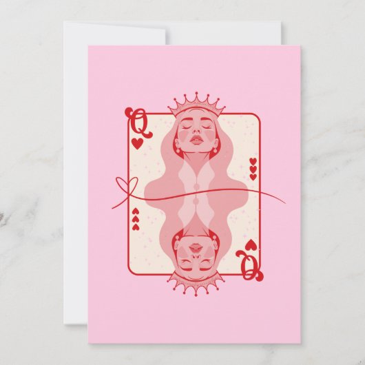 Koningin van de harten, rode en roze kunst feestdagenkaart (Voorkant)