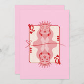 Koningin van de harten, rode en roze kunst feestdagenkaart (Voorkant / Achterkant)
