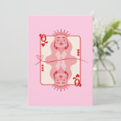 Koningin van de harten, rode en roze kunst feestdagenkaart (Staand voorkant)