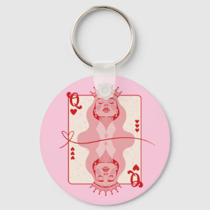 Koningin van de harten, rode en roze kunst sleutelhanger