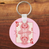 Koningin van de harten, rode en roze kunst sleutelhanger (Achterkant)