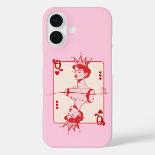 Koningin van de harten rood en roze iPhone 16 hoesje