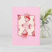 Koningin van de harten rood en roze feestdagenkaart (Staand voorkant)