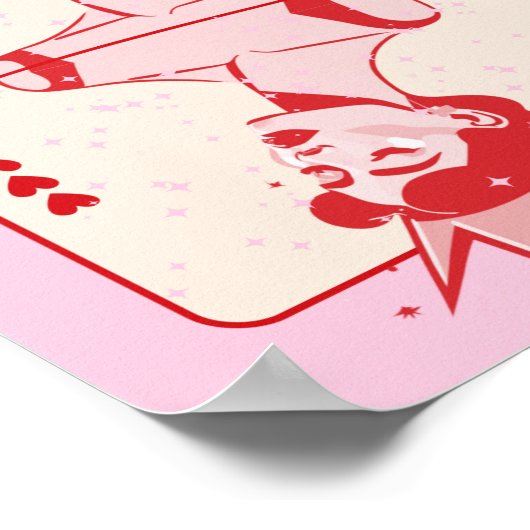 Koningin van de harten rood en roze poster (Hoek)