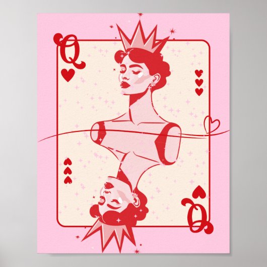 Koningin van de harten rood en roze poster (Voorkant)