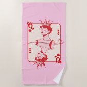 Koningin van de harten rood en roze strandlaken (Voorkant)