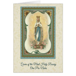 Koningin van de Heilige Rosarenkaart met gebed