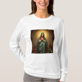 Koningin van de Hemel katholieke dames lange mouw T-shirt