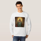 Koningin van de Hemel katholieke heren lange mouw  T-shirt (Voorkant volledig)
