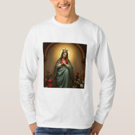 Koningin van de Hemel katholieke heren lange mouw T-shirt