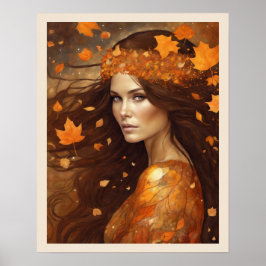 Koningin van de herfst Bossen Vrouw Kunst Nuevo Pr Poster