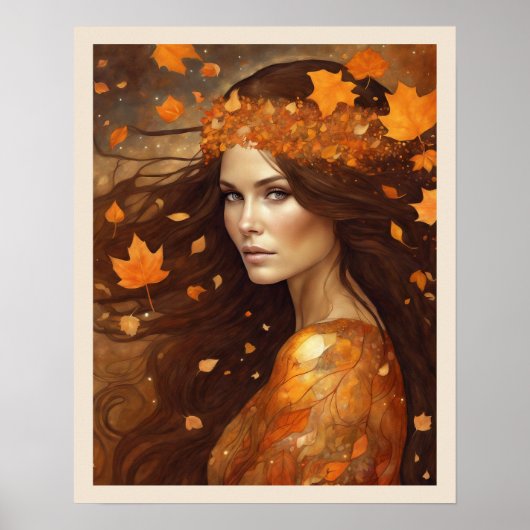 Koningin van de herfst Bossen Vrouw Kunst Nuevo Pr Poster (Voorkant)