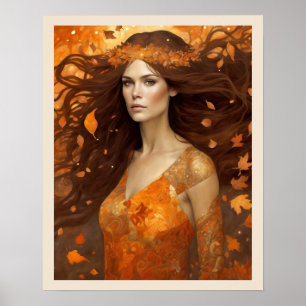 Koningin van de herfst Bossen Vrouw Kunst Nuevo Pr Poster