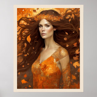 Koningin van de herfst Bossen Vrouw Kunst Nuevo Pr Poster