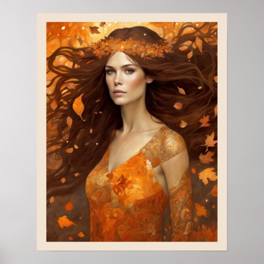 Koningin van de herfst Bossen Vrouw Kunst Nuevo Pr Poster (Voorkant)