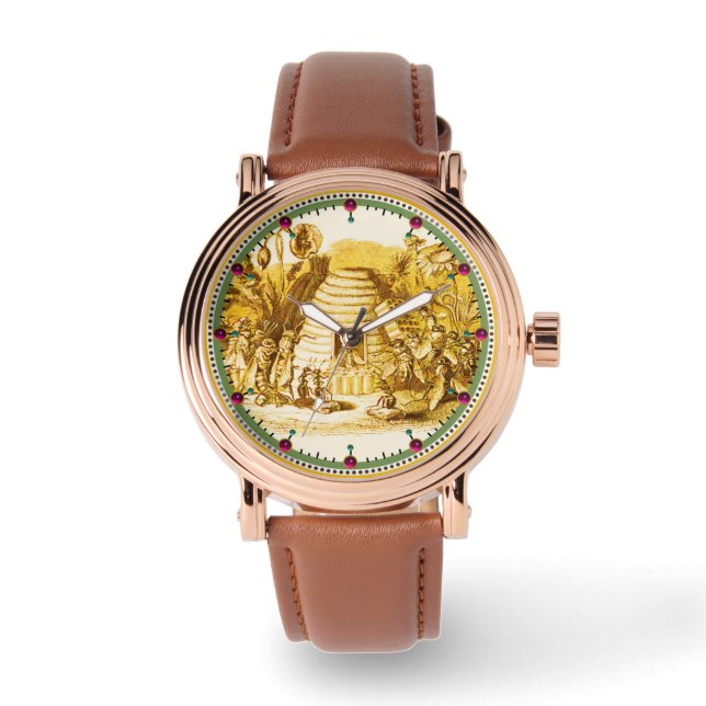 KONINGIN VAN DE HONING IN SKEP/BEEKEEPER HORLOGE (Voorkant)